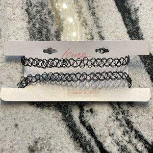 Black Choker Necklaces Set of 2